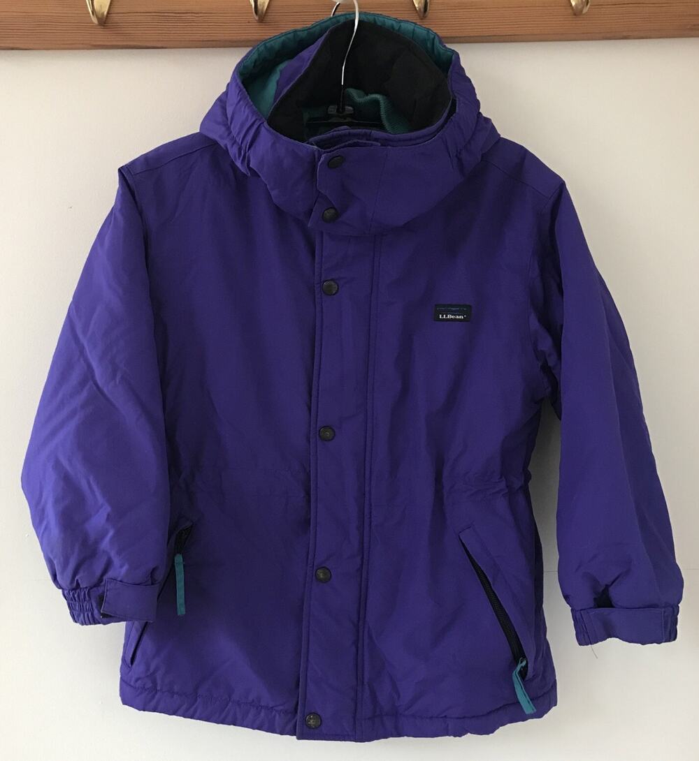 Vtg LL Bean LL Kids Purple Blue Teal 80s 90s Parka Ski Coat Jacket Small 34"
